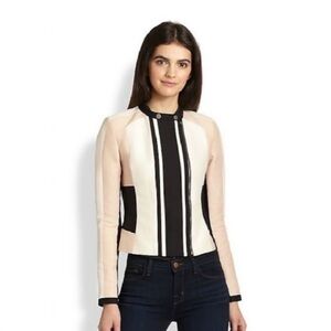 BCBGMAXAZRIA Erin Canvas combo Moto zipped up jacket Size XS